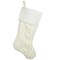 Northlight Cable Knit Christmas Stocking with Faux Fur Cuff - 20.5" - Cream and White